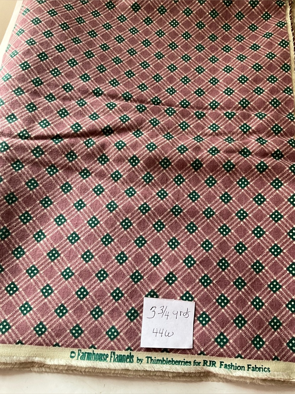 Quilting Sewing Fabric Farmhouse Flannels Thimbleberries RJR Fabrics Green Mauve